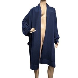 AWAY Merino Wool/Lyocell Longline Blanket Cardigan Travel Lightweight Slouchy L